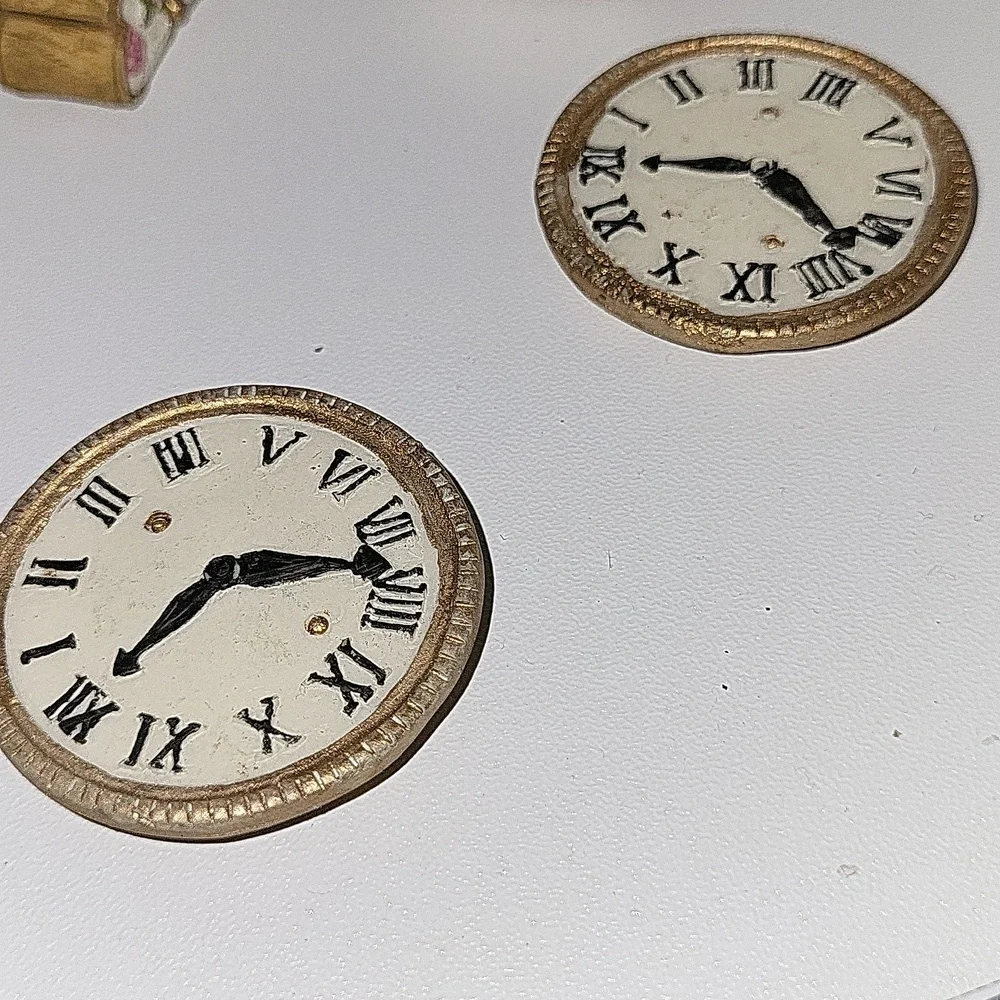 VINTAGE 1997 Decorative Ceramic Clock Set in Cream, Golden,Teal. POPULAR IMPORTS